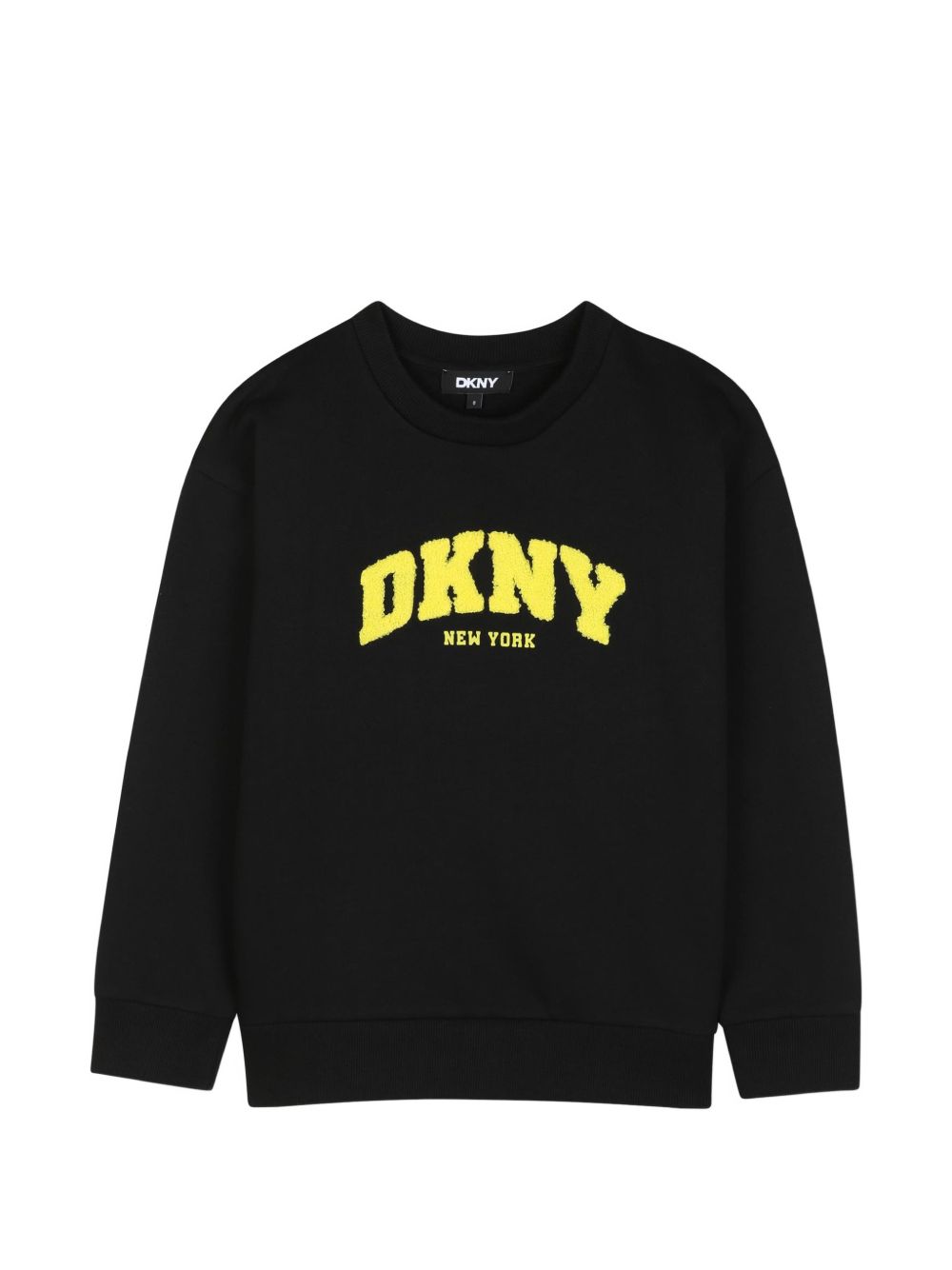 Sweatshirt in 60% cotton, 40% polyester cotone garzato, dkny logo in bouclette sul davanti e printed new york logo. D62882 09B DKNY KIDS