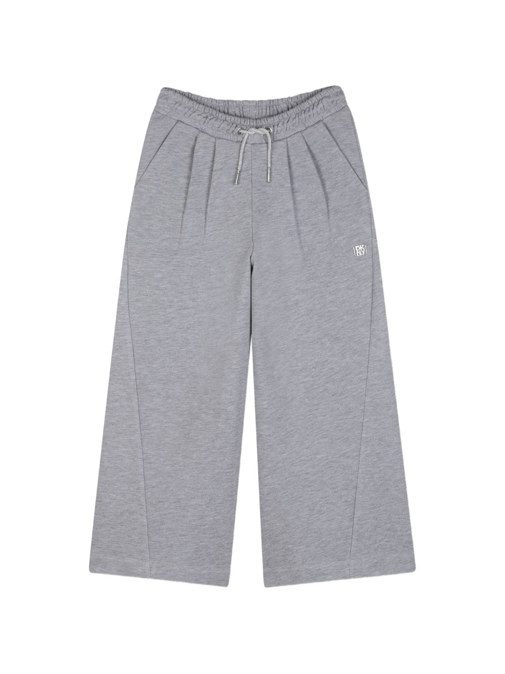 Large pantaloni in 60% cotton, 40% polyester cotone garzato, vita elastica con strass coulisse ties. Dkny metal plate sul davanti. 2 davanti tasche. D62888 A32 DKNY KIDS