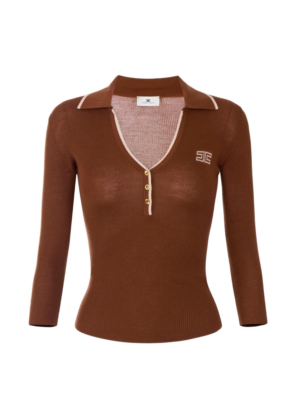 Maglia tricot in lana Sigaro/Nude MK17B66E2 FQ4 ELISABETTA FRANCHI