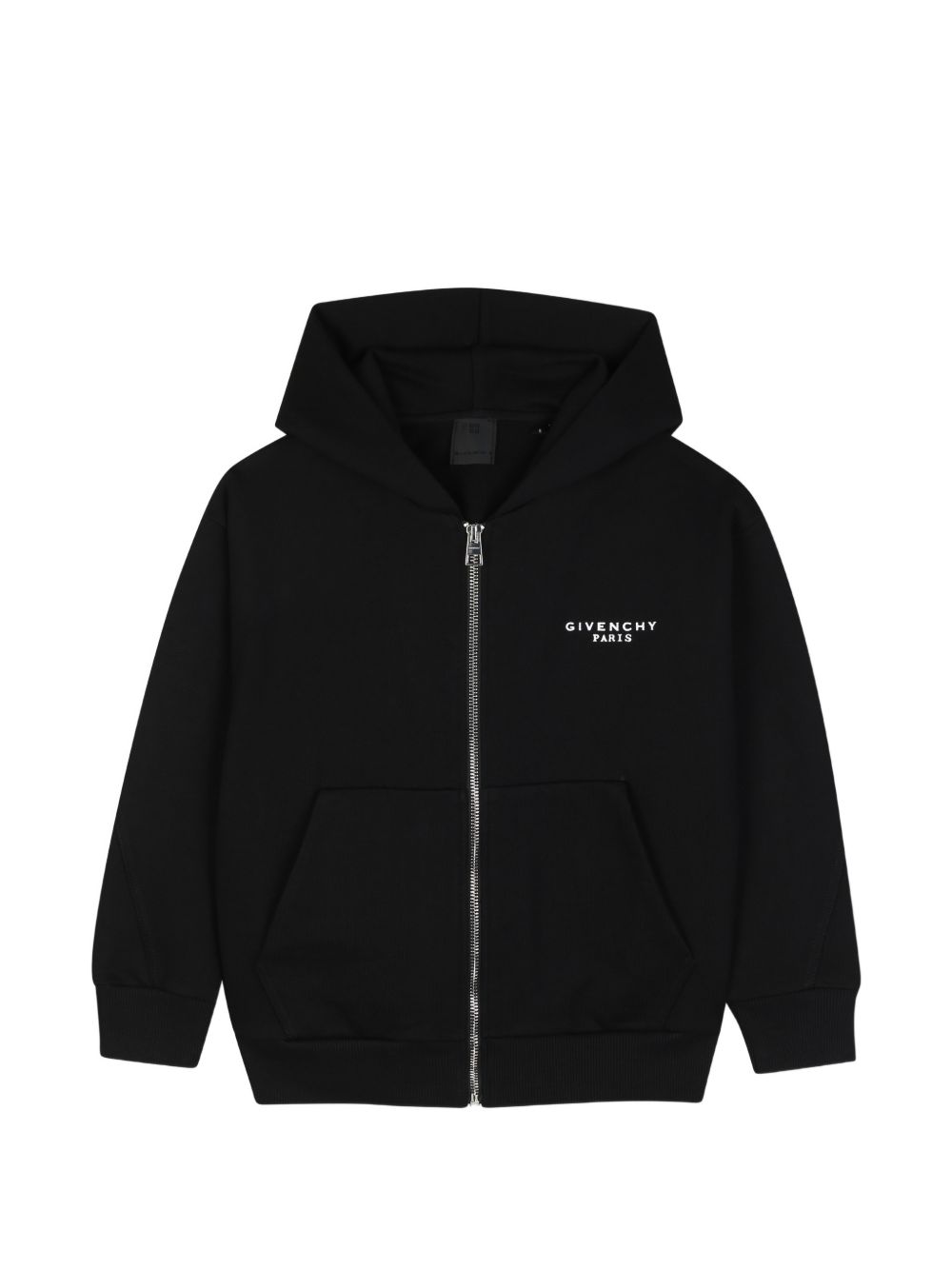 Cardigan in fleece, cotton from organic farming, maniche con twisted seams, givenchy logo printed at davanti e retro. H31285 09B GIVENCHY KIDS