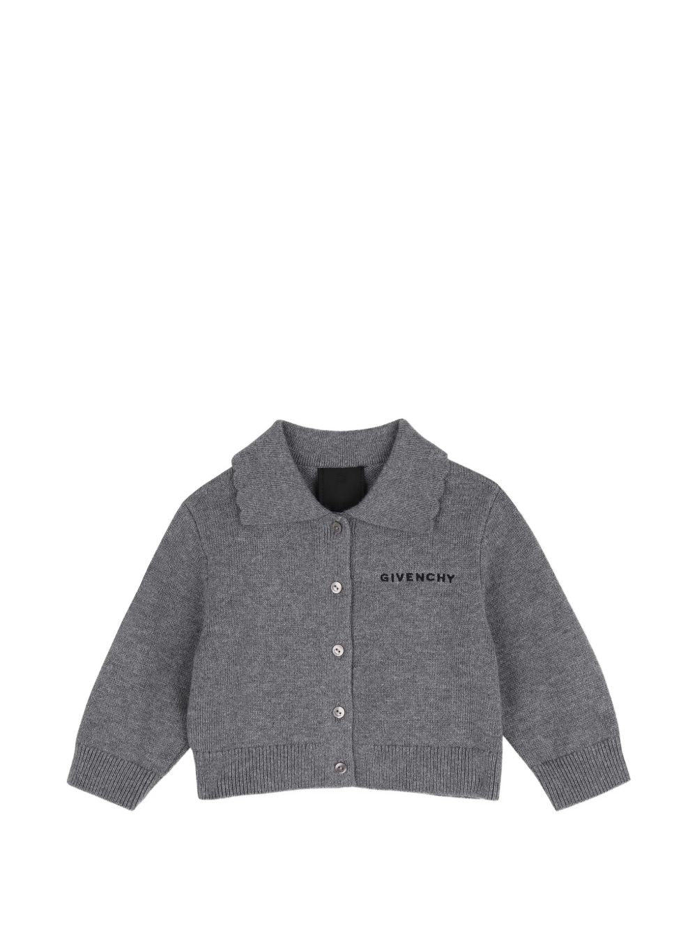 In maglia set of cardigan e pantaloni, in jersey 95% cotton e 5% cashmere. Cardigan, middle davanti tone on tone buttonned. Color contrasted, givenchy logo ricamo at davanti chest. Pantaloni con vita elastica e color contrasted givenchy logo ricamo. H31295 A47 GIVENCHY KIDS