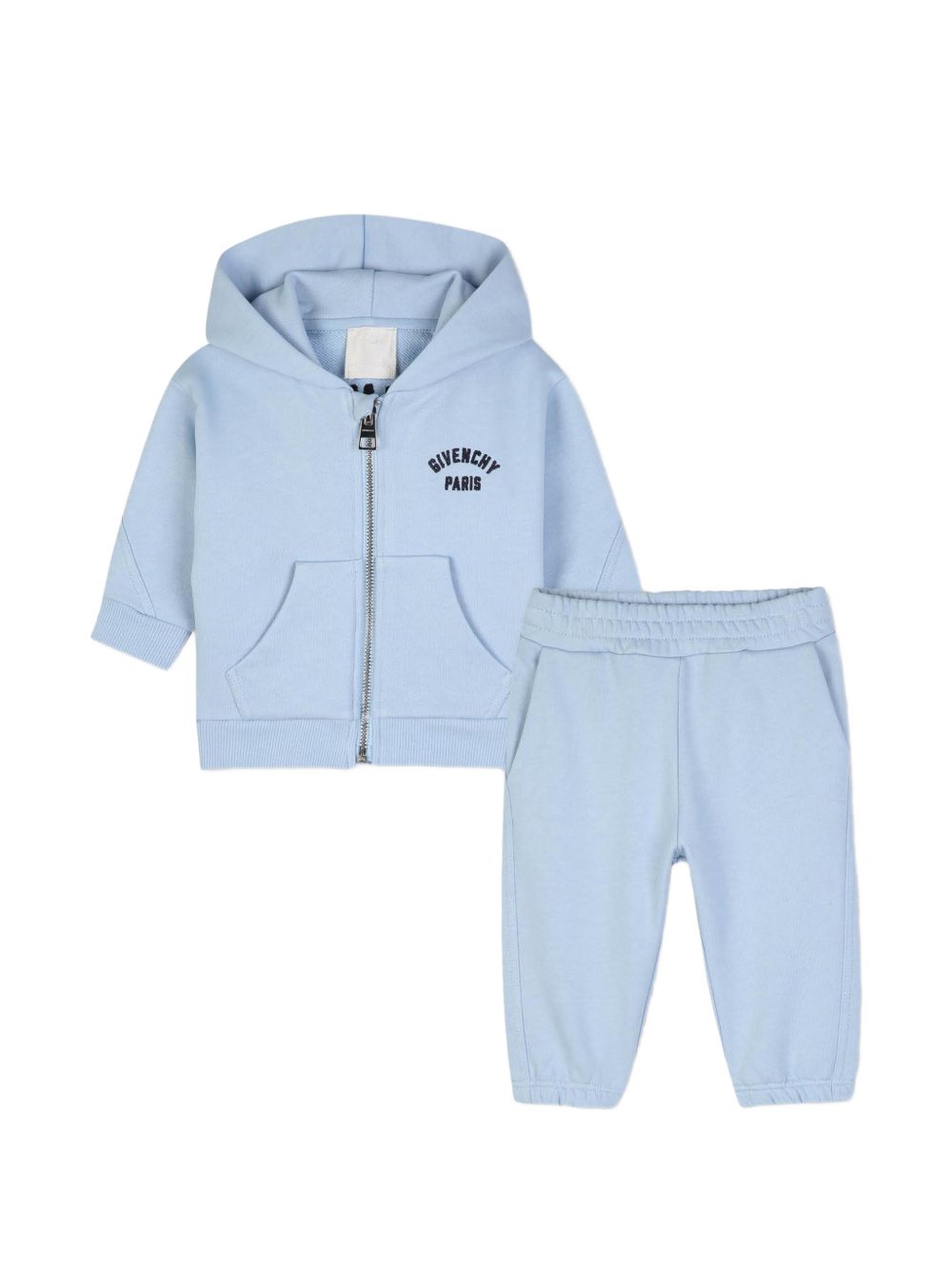 Set of cardigan con pantaloni in fleece, cotton from organic farming, maniche e legs con twisted seams. Givenchy logo ricamo at davanti e retro sul cardigan, at retro sul pantaloni. H31366 789 GIVENCHY KIDS