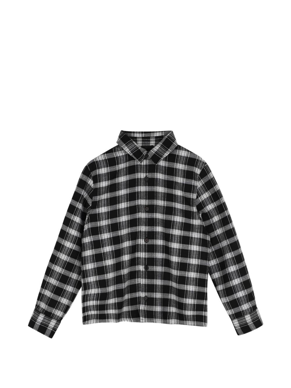 Maniche lunghe shirt in light cotton flanelle. All-over woven check pattern. Ottoman braid black label, givenchy logo tone on tone high density printed, at retro scollo. H31393 N70 GIVENCHY KIDS