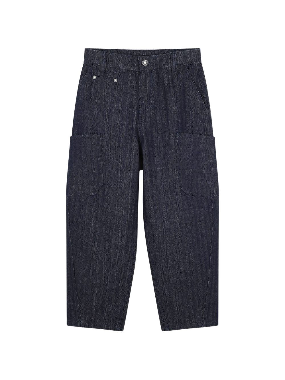 Pantalon in cotton elastane denim, herringbone pattern. Fantasia davanti e side tasche. Givenchy logo ricamo at retro tasca. Givenchy logo embossed silver color printed flap label at retro vita. H31397 Z35 GIVENCHY KIDS