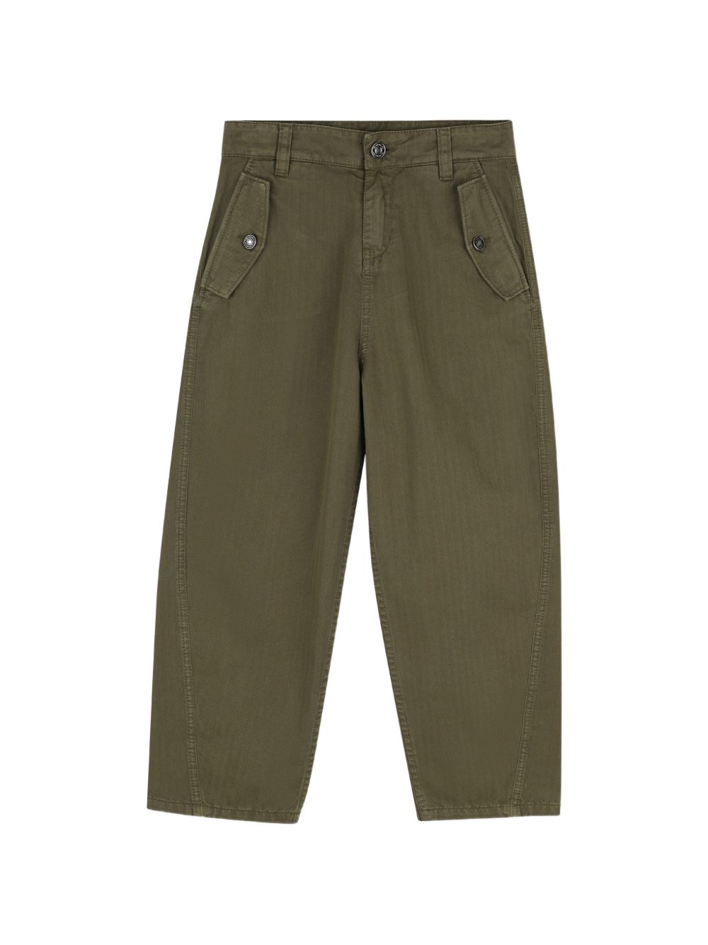 Pantaloni in cotton twill, herringbone pattern, twisted seams. Fantasia davanti tasche con silver color button trimming, givenchy logo printed e ricamato label at retro tasca. H31402 653 GIVENCHY KIDS