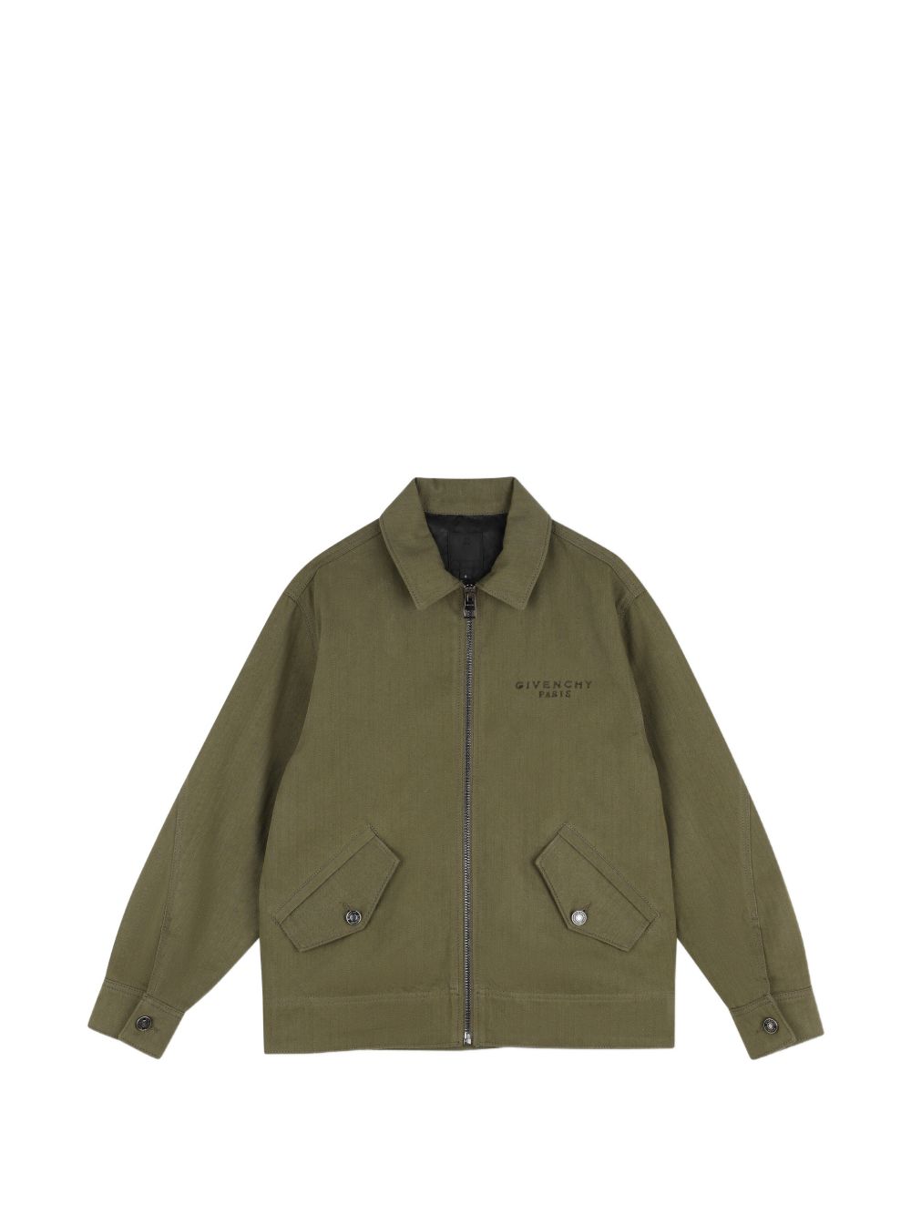Jacket in cotton twill, herringbone pattern, twisted seams. Fantasia davanti tasche con silver color trimmings, tone on tone givenchy logo printed e ricamato label at chest con tone on tone givenchy logo ricamo at retro. H31405 653 GIVENCHY KIDS