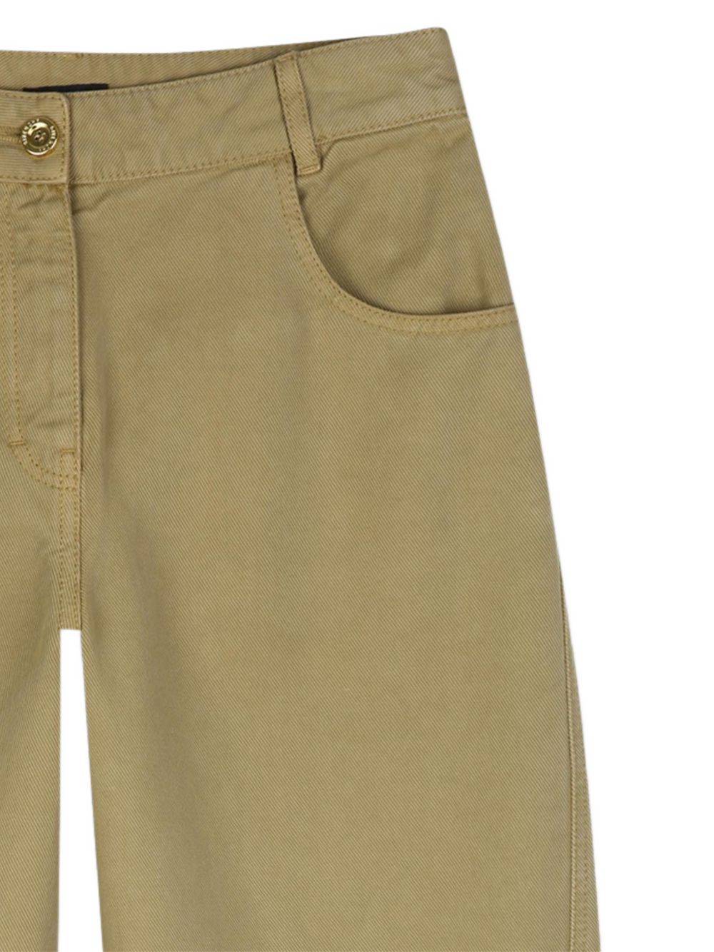 Pantaloni in cotton lyocell twill. Cocoon shaping. Button at vita, givenchy logo in gold color. Gold color embossed givenchy logo embossed gold color printed flap label at retro vita. H31430 638 GIVENCHY KIDS