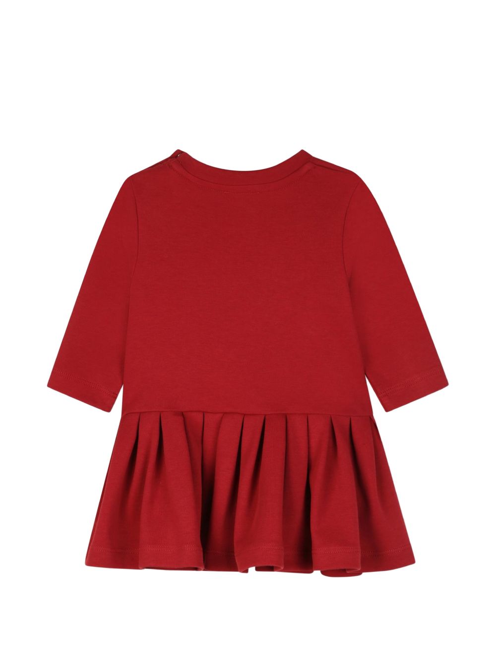 Cotton interlock vestito, flair cut con pleats detail sul fondo flounce. Spalla opening con tone on tone snaps. Givenchy logo ricamo at davanti. H31463 96D GIVENCHY KIDS