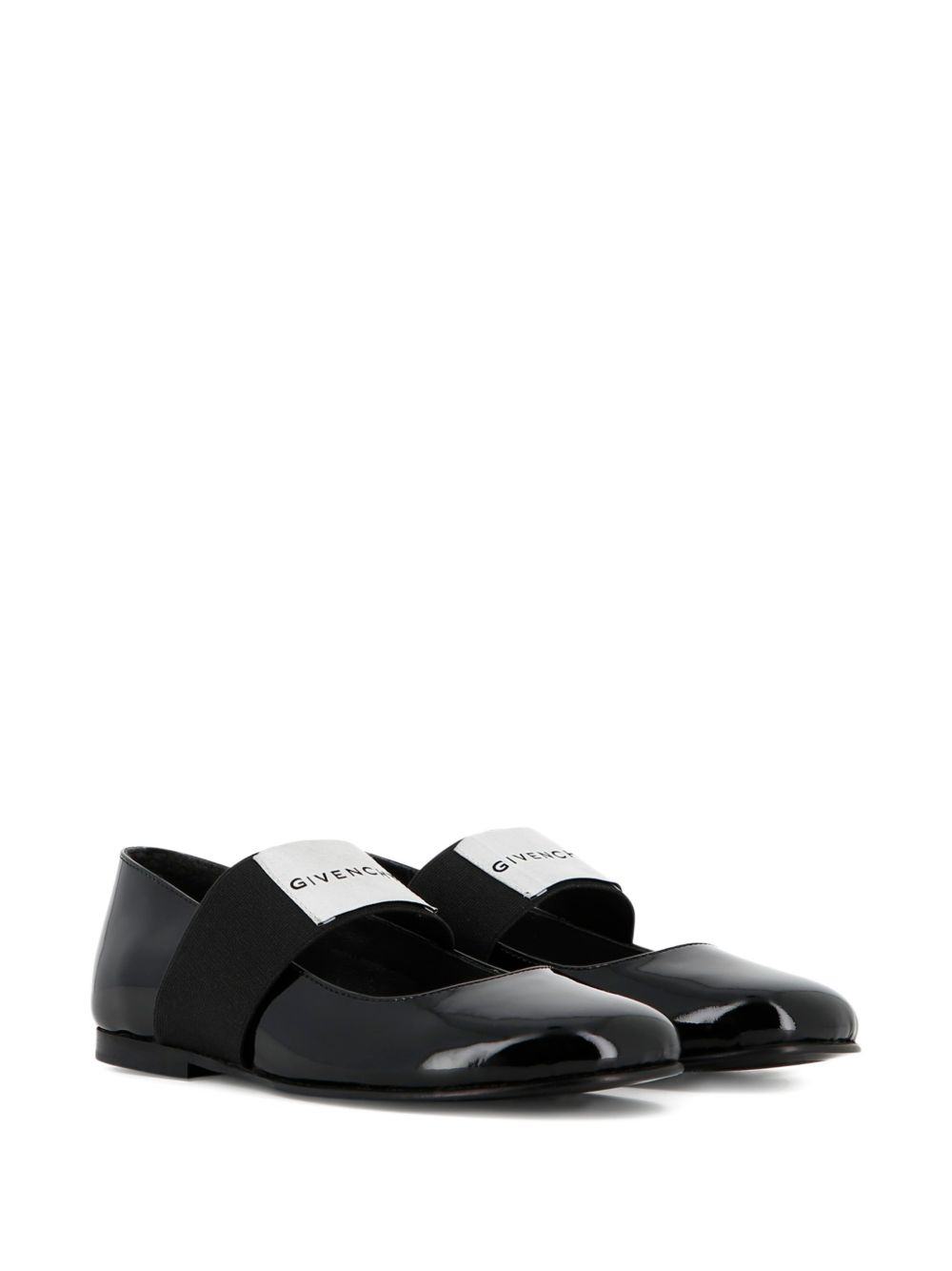 Ballerines in cow leather, varnished finish, lined in sheep leather, outsole in cow leather. Comfort secured by top elastico. Leather label sewn sul top elastico, givenchy logo printed. Made in portugal. Sold in shoes box. H31476 09B GIVENCHY KIDS