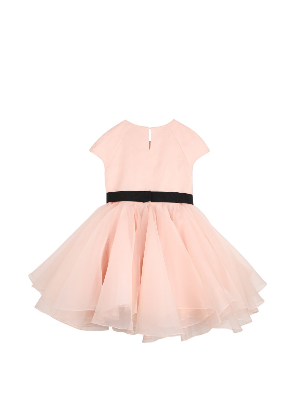 Robe cérémonie mix matières, organza de soie et tulle polyester, doublée viscose légère. Ceinture amovible faite avec une tresse ottoman coloris contrasté et étiquette tissée logo givenchy. Vendu avec housse tissu, logo givenchy imprimé. H31571 46M GIVENCHY KIDS
