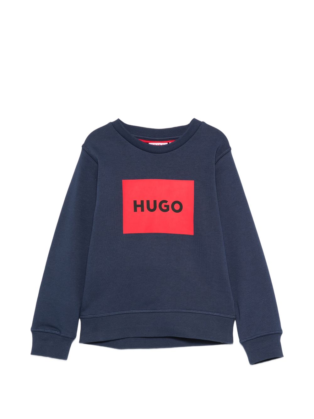 Round neck sweatshirt in cotton polyester fleece, box logo printed sul davanti. Vestibilità regolare G01184 85C HUGO KIDS