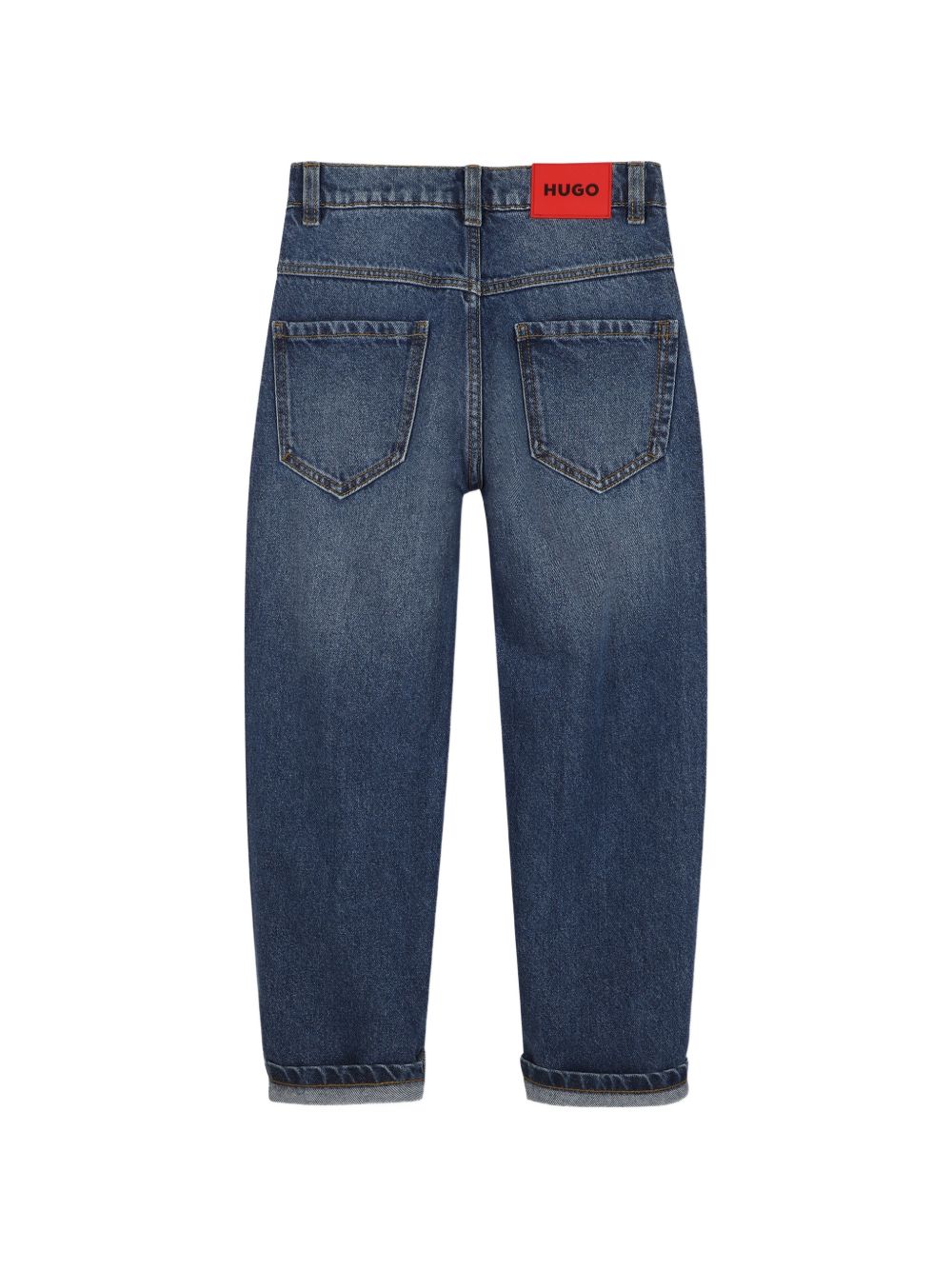 11.75oz 5-tasca pantaloni in denim in blue, 100% cotton, con a rubberized logo label sul retro e a metal logo plaque sul taschino portamonete. Vestibilità morbida G01213 Z25 HUGO KIDS