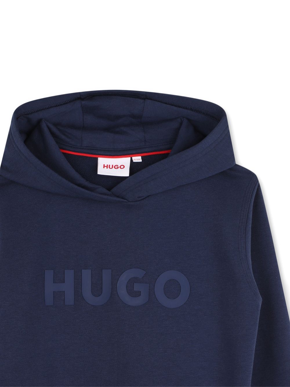 Con cappuccio sweatshirt in cotton e polyester fleece, embossed logo printed sul davanti, elastico polsini e fondo, kangaroo tasca sul davanti. Vestibilità regolare G01231 85C HUGO KIDS