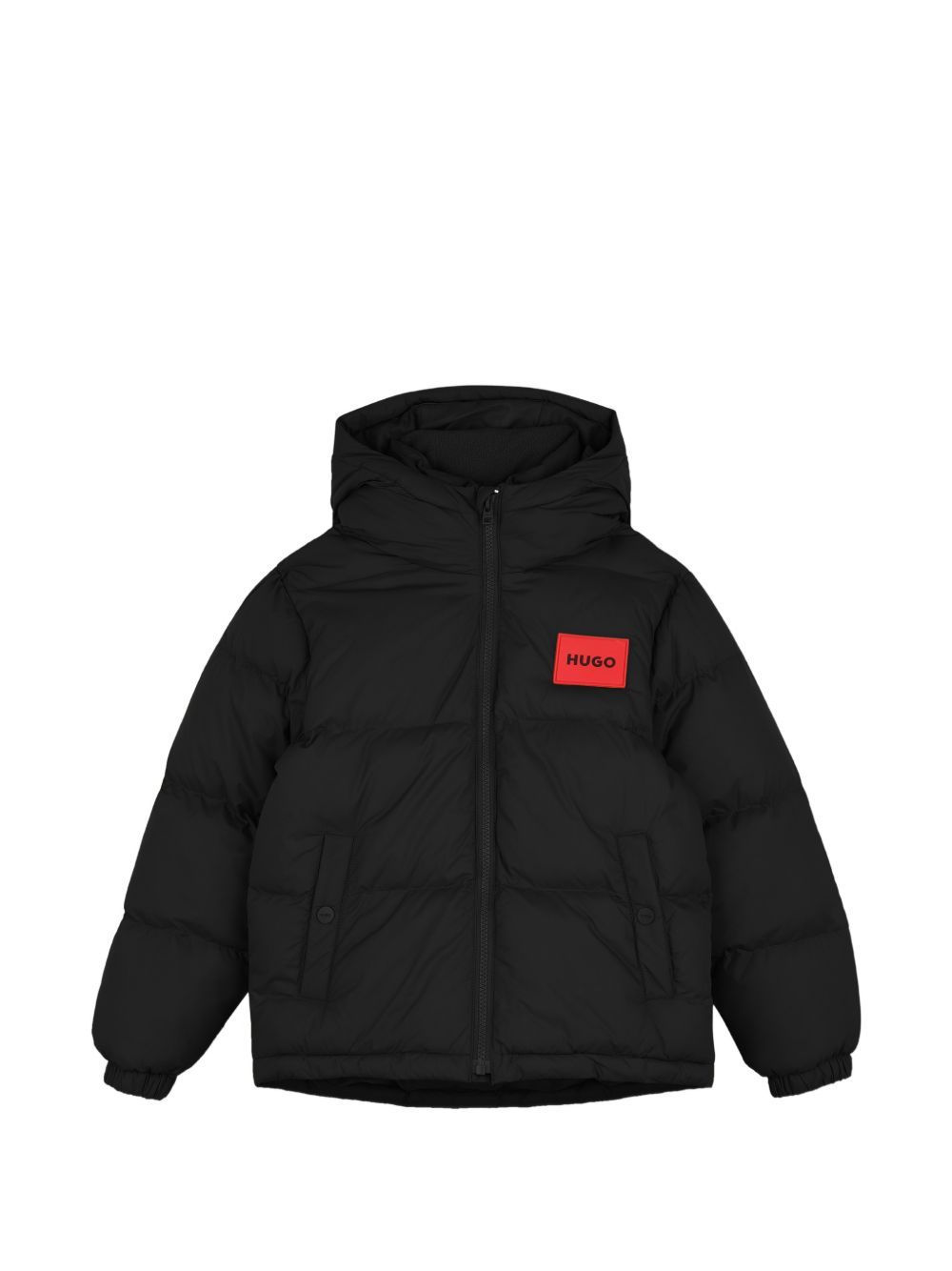 Con cappuccio padded jacket in recycled polyamide, rubber badge sul chest, press-stud tasche sul sides, elastico polsini, zip chiusura, invisible tasca inside. G01254 09B HUGO KIDS
