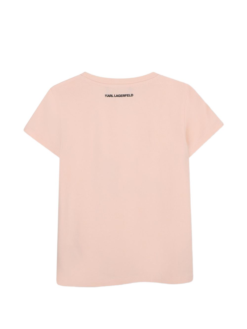 Maniche corte t-shirt in jersey in jersey containing organic cotton. Choupette e karl/choupette illustrazione con effetto metallizzato ink. Branded illustrazione karl lagerfeld sul retro. Z31308 471 KARL LAGERFELD KIDS