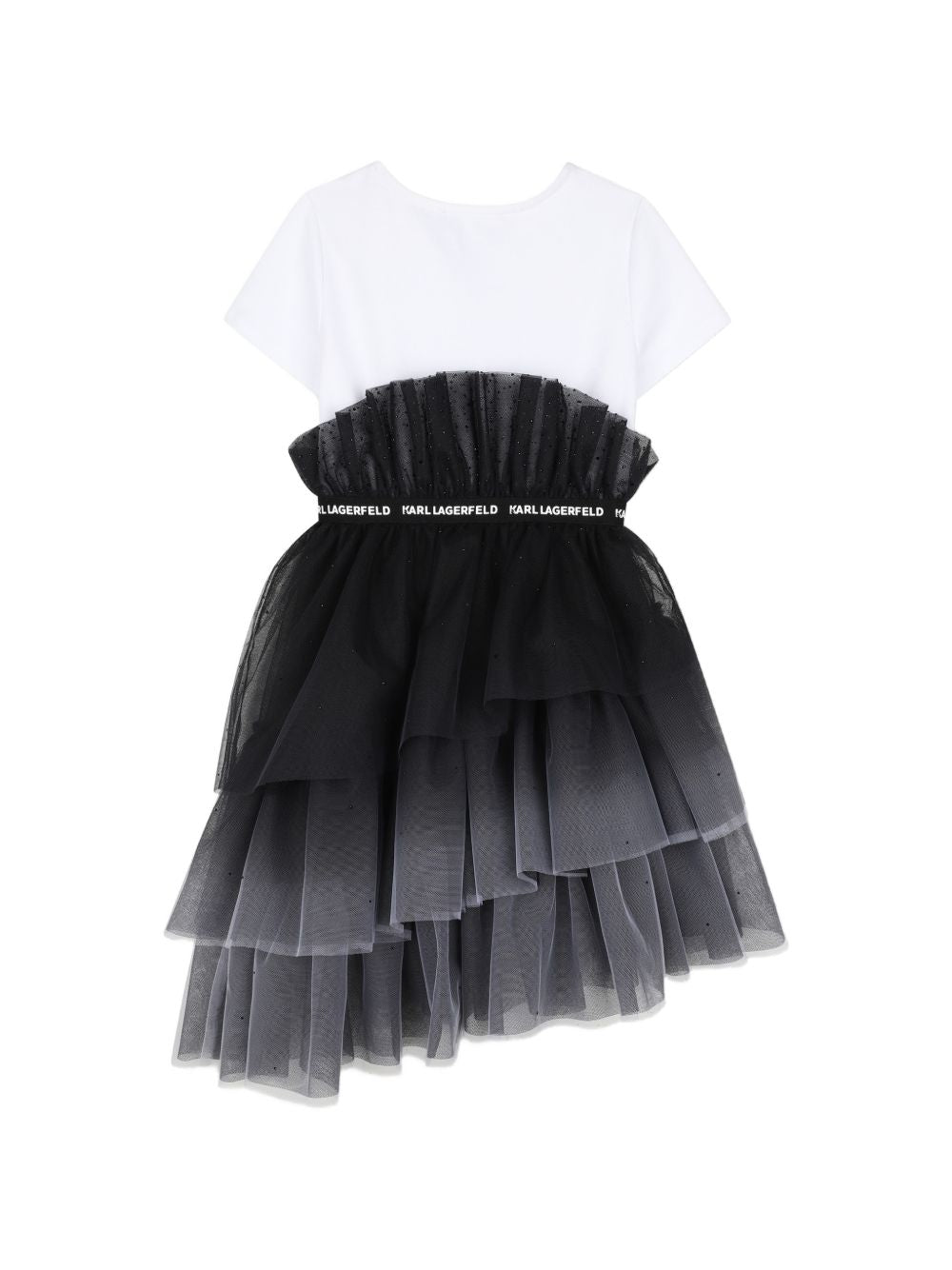 Bi-material ceremony vestito. Milano top. Gradient tulle fondo con strass. Viscose fodera. Elastico band con karl lagerfeld logo. Z31326 N50 KARL LAGERFELD KIDS