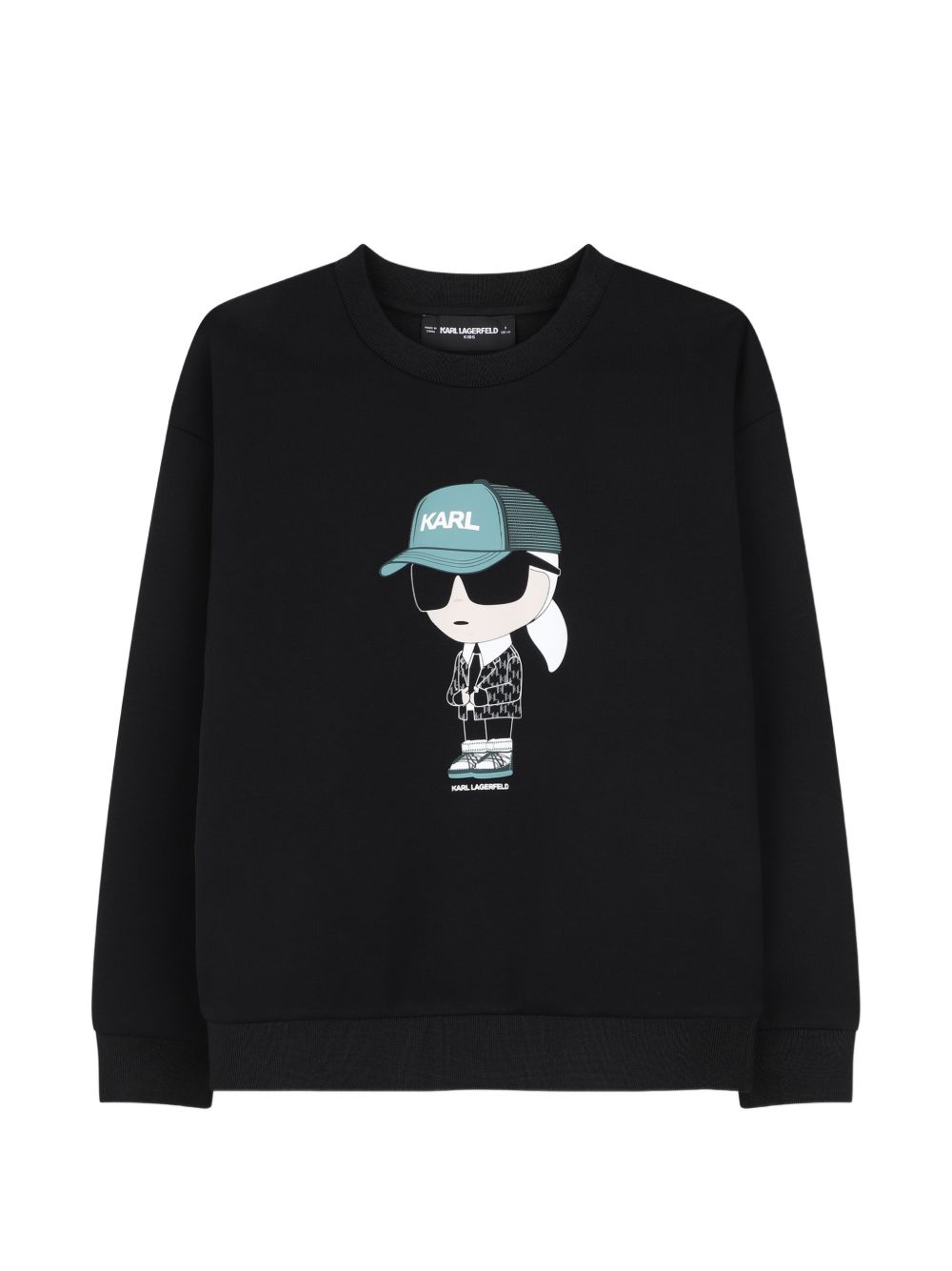 Double jersey sweatshirt. Karl illustrazione sul davanti e karl lagerfeld logo illustrazione sul retro. Z31370 09B KARL LAGERFELD KIDS