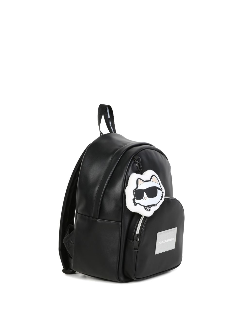 Backpack in simili. Branded silicone's badge. Removable eco-pelliccia choupette key charm. Padded retro e spalla straps, for better comfort. Zips chiusura. Branded fodera. Branded label on side. Dimensions : 32x22x13.5cms. Z31440 09B KARL LAGERFELD KIDS