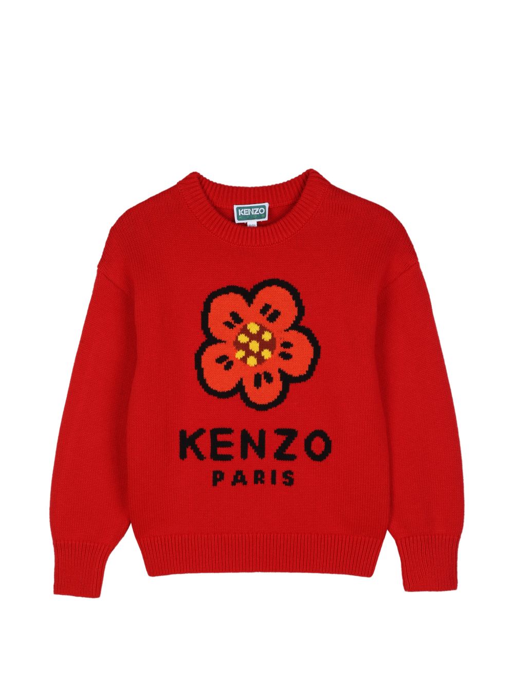 Maglione in maglia (79% cotton, 10% viscose, 7% polyamide, 4% wool), branded jacquard illustrazione on davanti. K62007 990 KENZO KIDS