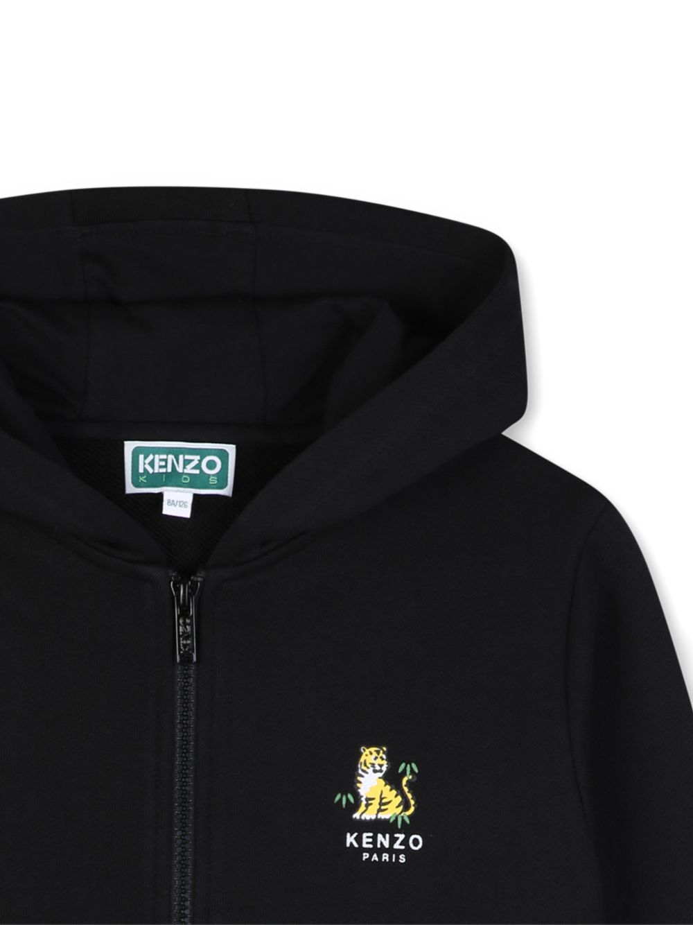 Cardigan in unbrushed fleece con a cappuccio (100% cotton), two tasche, zip chiusura, branded stampa on davanti e retro. K62023 09B KENZO KIDS