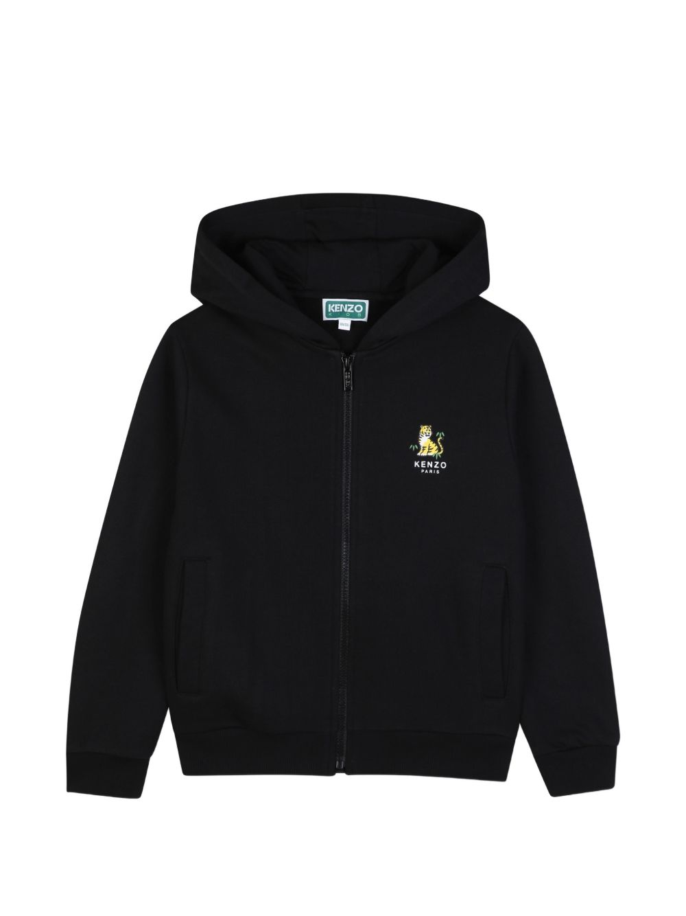 Cardigan in unbrushed fleece con a cappuccio (100% cotton), two tasche, zip chiusura, branded stampa on davanti e retro. K62023 09B KENZO KIDS