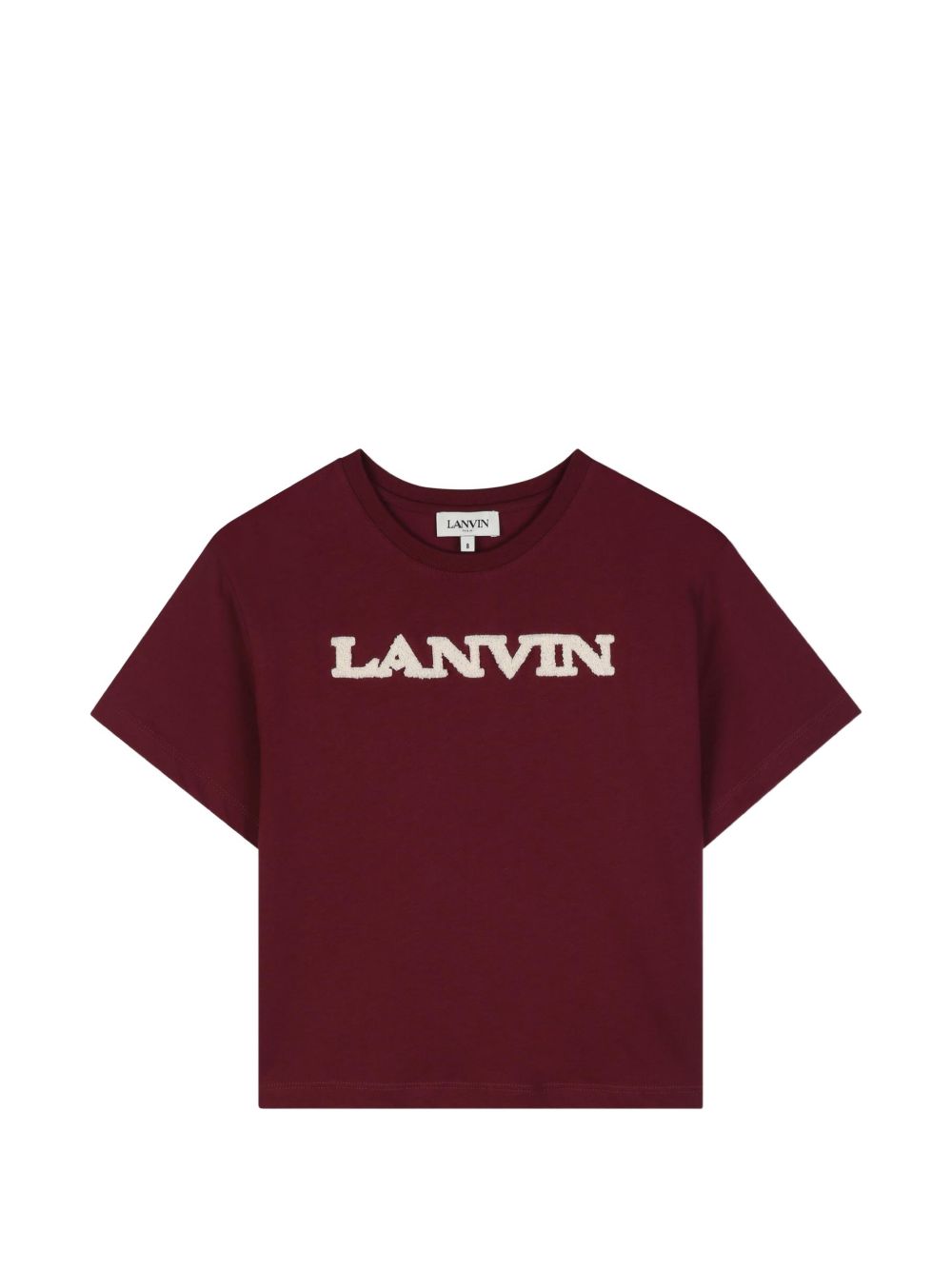 Organic cotton jersey t-shirt, tone-on-tone ribbed scollo, loop lanvin ricamo sul davanti. Ricamo inspired by adult collection. N30397 955 LANVIN KIDS