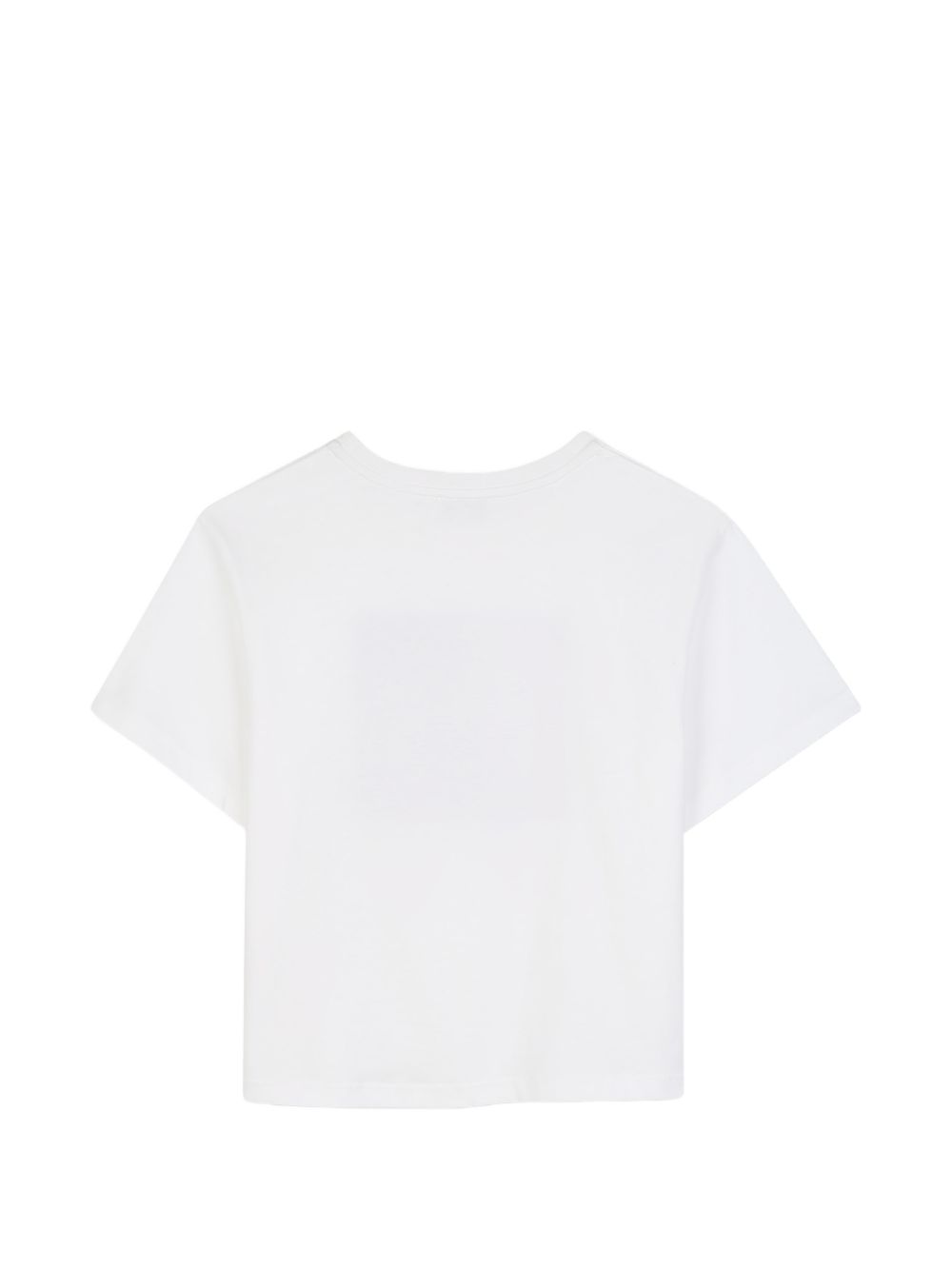 Cotton from organic farming jersey t-shirt con tone-on-tone ribbed scollo. Art deco-inspired motif created con decorative silver metal borchie on a a contrasto printed background. Lanvin branding printed sul davanti. N30399 117 LANVIN KIDS