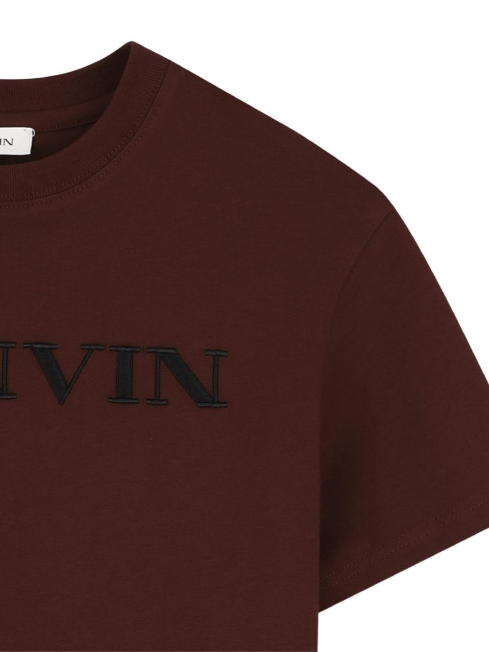 Cotton from organic farming jersey t-shirt, tone-on-tone ribbed scollo, lanvin brand ricamo sul davanti. N30426 955 LANVIN KIDS