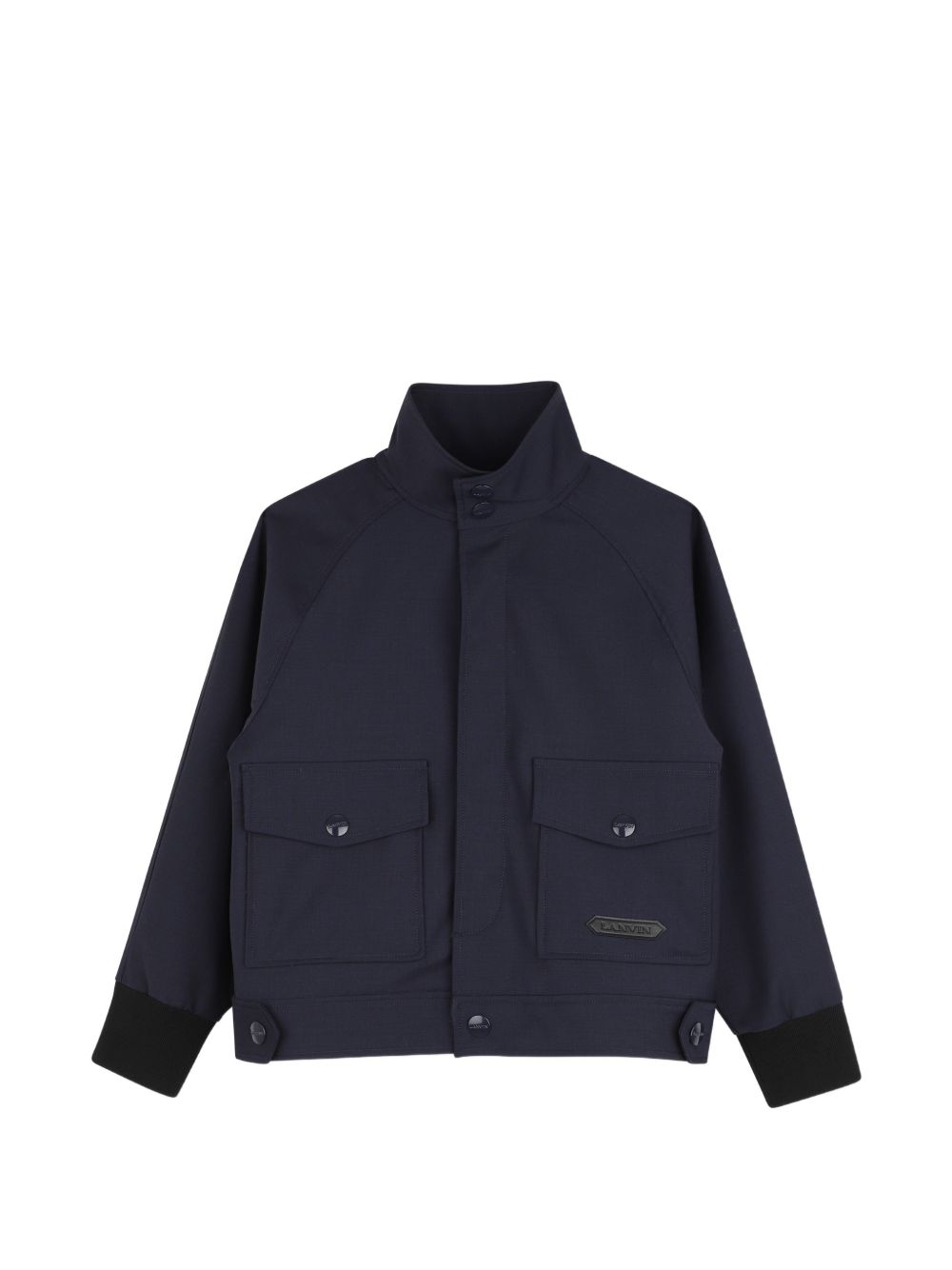 Dry wool ceremony jacket neo suit con twill fodera, stand-up collar, raglan maniche, polsini tightened by bordi in costina a contrasto, flap patch tasche on davanti, branded enamelled chiusura con bottoni automatici on jacket e tasche, faux leather l N30445 868 LANVIN KIDS