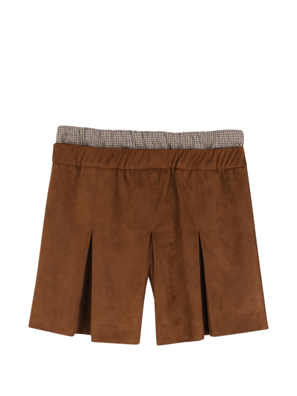 Suede skort con a double elastico houndstooth-stampa fascia in vita e a marc jacobs-branded coulisse. Two welt tasche sul davanti, each adorned con a 3d suede daisy. W60985 367 MARC JACOBS KIDS