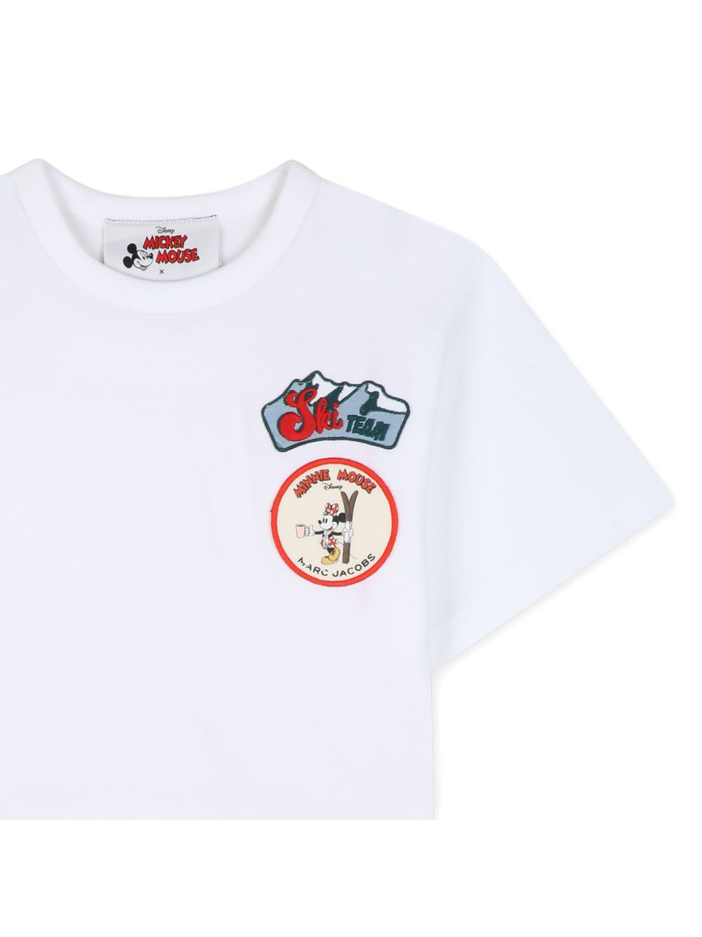 In collaboration con "disney": cotton jersey t-shirt, decorated con a graphic stampa on cotton poplin sul retro. A marc jacobs x mickey mouse stampa sul davanti chest. W61023 10P MARC JACOBS KIDS
