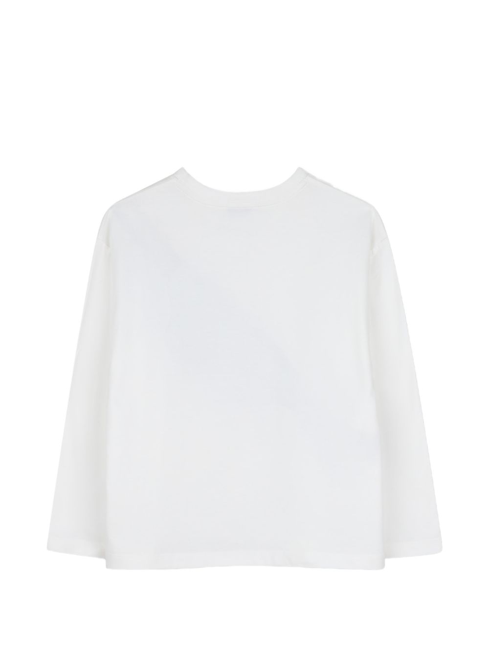 Long-sleeved organic cotton jersey t-shirt con a 3d trompe-l'oeil illustrazione of a bum bag e marc jacobs artwork sul davanti. W61029 126 MARC JACOBS KIDS