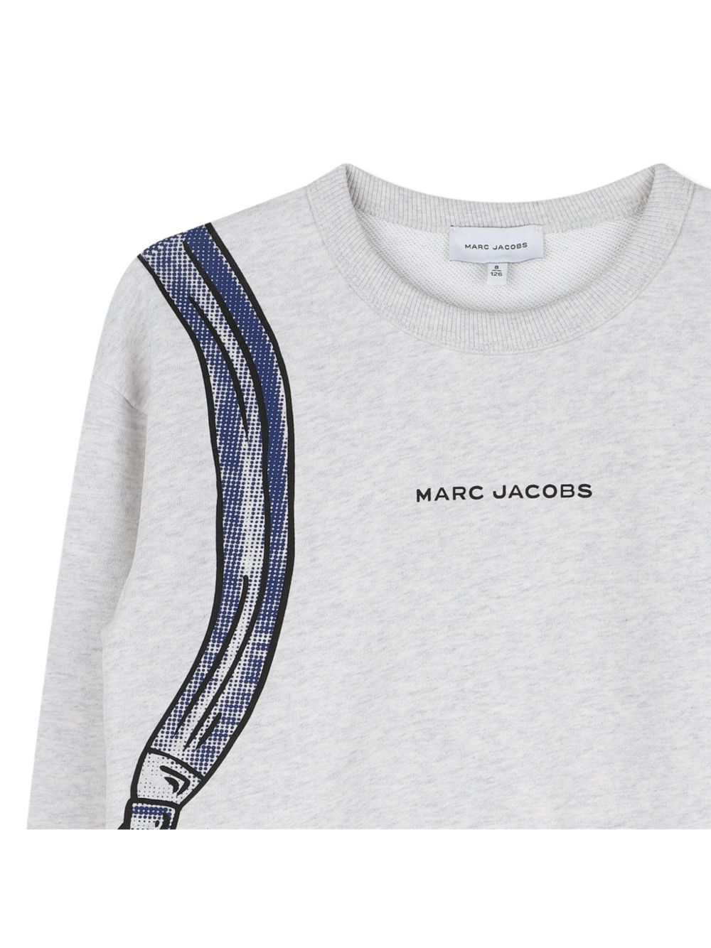Heathered cotone garzato sweatshirt, trompe l'oeil backpack stampa sul davanti e al retro, marc jacobs illustrazione sul davanti. W61036 A18 MARC JACOBS KIDS