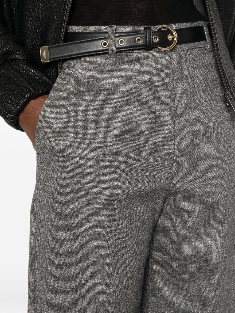 Pantalone lungo in lana vergine Bianco nero 2626136042600 001 MAX MARA STUDIO