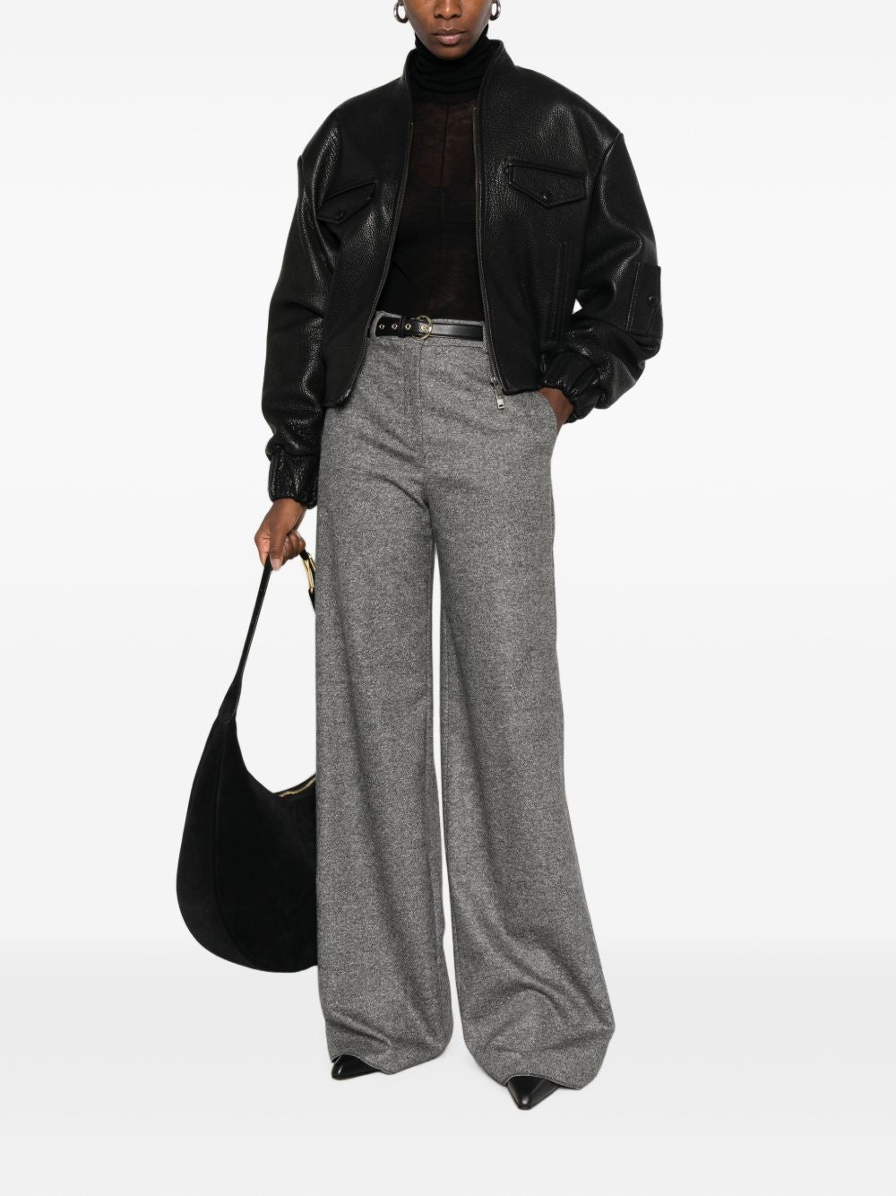 Pantalone lungo in lana vergine Bianco nero 2626136042600 001 MAX MARA STUDIO