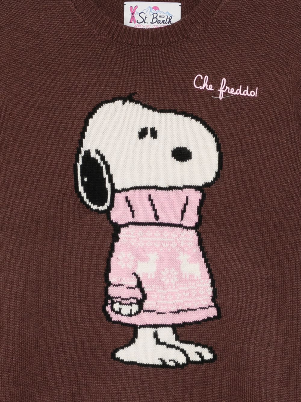 Maglione con Snoopy marrone QUE0010 01774M MC2 SAINT BARTH