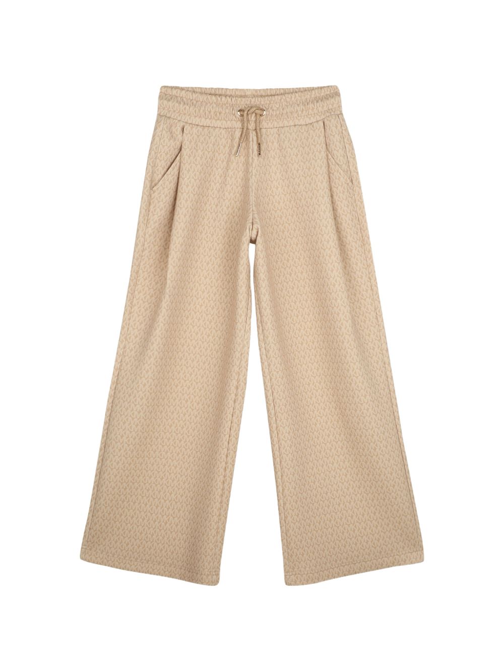 Ampio jogging pantaloni in double jersey con "mk signature" all-over stampa. Vita elastica con drawstrings e tasche sul davanti. R30698 301 MICHAEL KORS KIDS