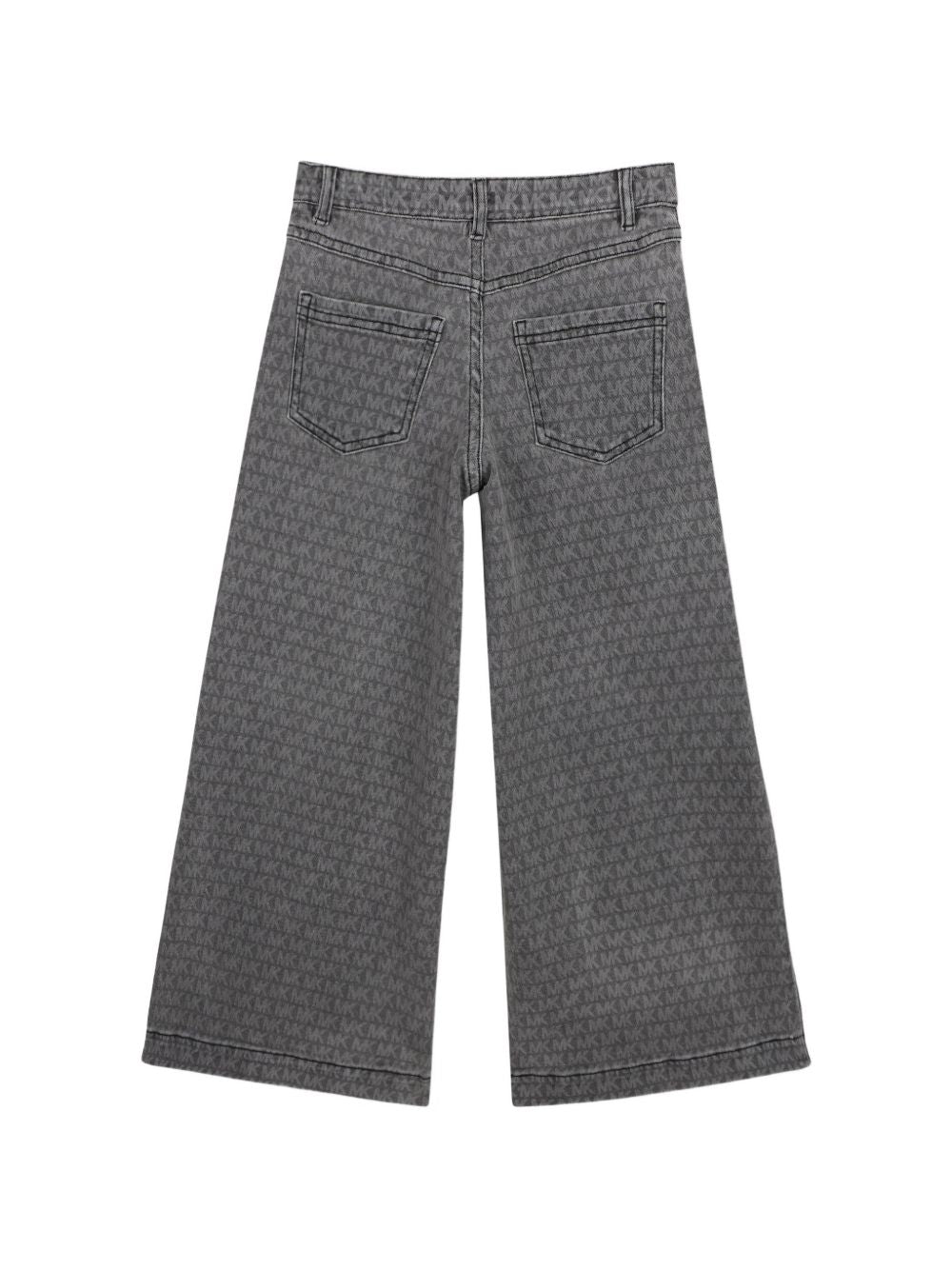 Pantaloni in denim (99% co, 1% ea) con "mk signature" all-over illustrazione in laser treatment. Regolabile fascia in vita until 10y. Zip e branded button chiusura sul davanti. Tasche sul davanti e sul retro. R30703 Z11 MICHAEL KORS KIDS