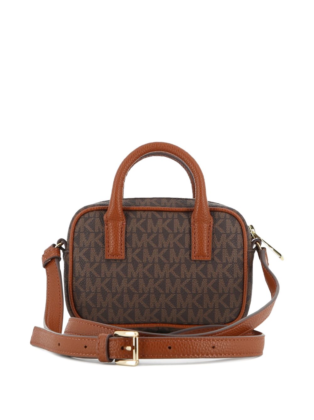 Handbag in monogram grained simili e grained simili con its removable bag key charm. Branded metal plate. Regolabile spalla strap in grained simili con gold buckles. Branded metal zip chiusura. Dimensions : 15x10x4.5cms. R30817 340 MICHAEL KORS KIDS