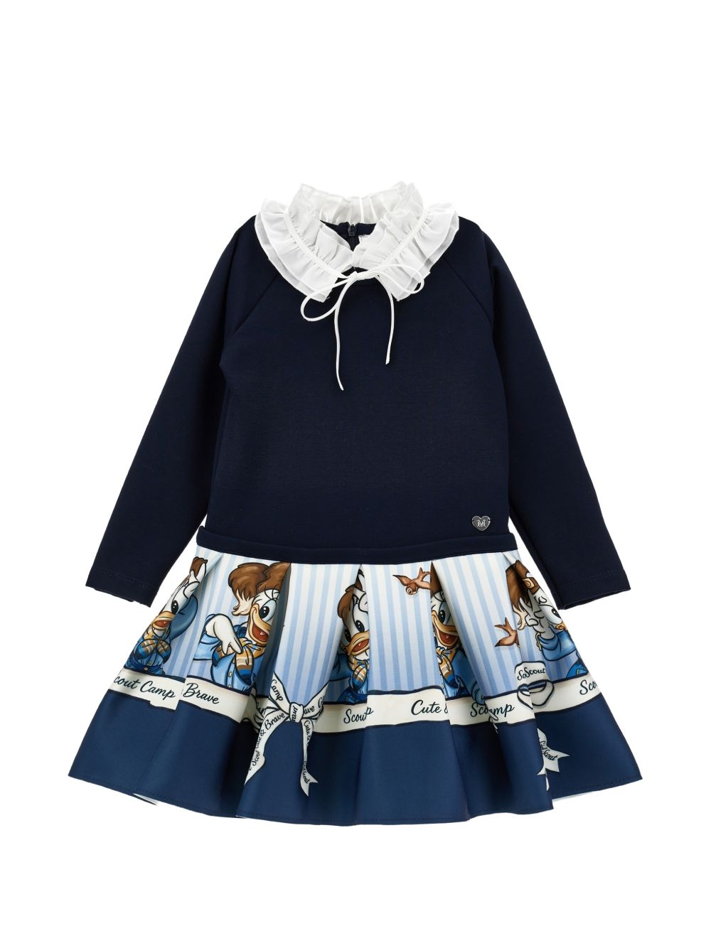 Abito vita bassa neoprene panna+blu 11H9158625 0156 MONNALISA KIDS