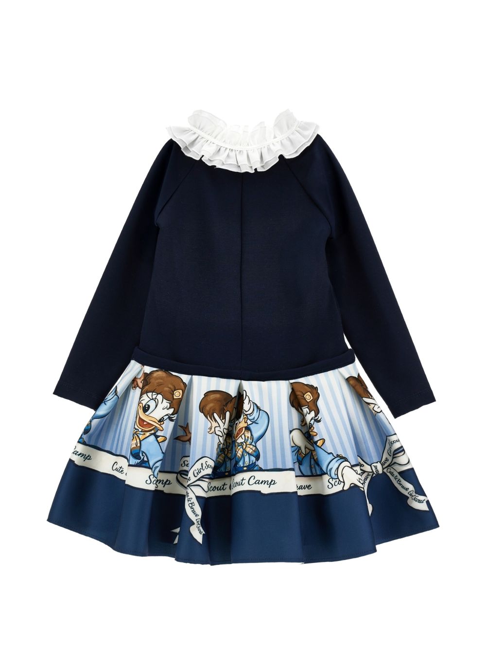 Abito vita bassa neoprene panna+blu 11H9158625 0156 MONNALISA KIDS