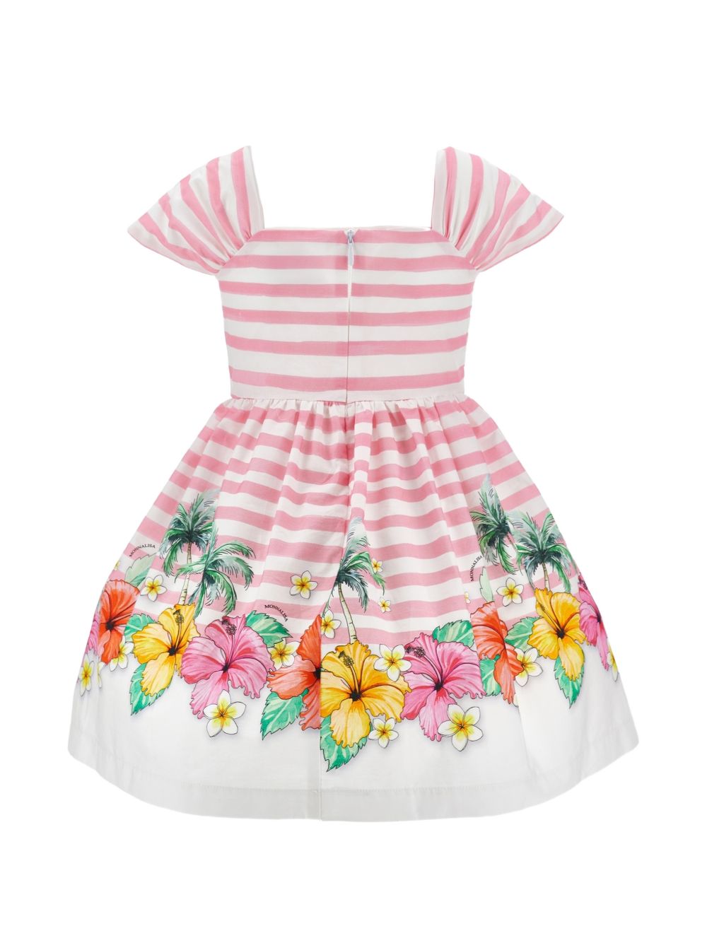 Abito popeline st.hibiscu Bianco+Fuxia 11H9258657 9993 MONNALISA KIDS