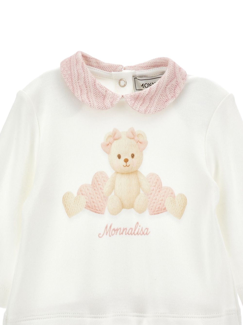 Set tutina+ bavaglio+ cuf Panna+Rosa Antico 35H5068001 0191 MONNALISA KIDS