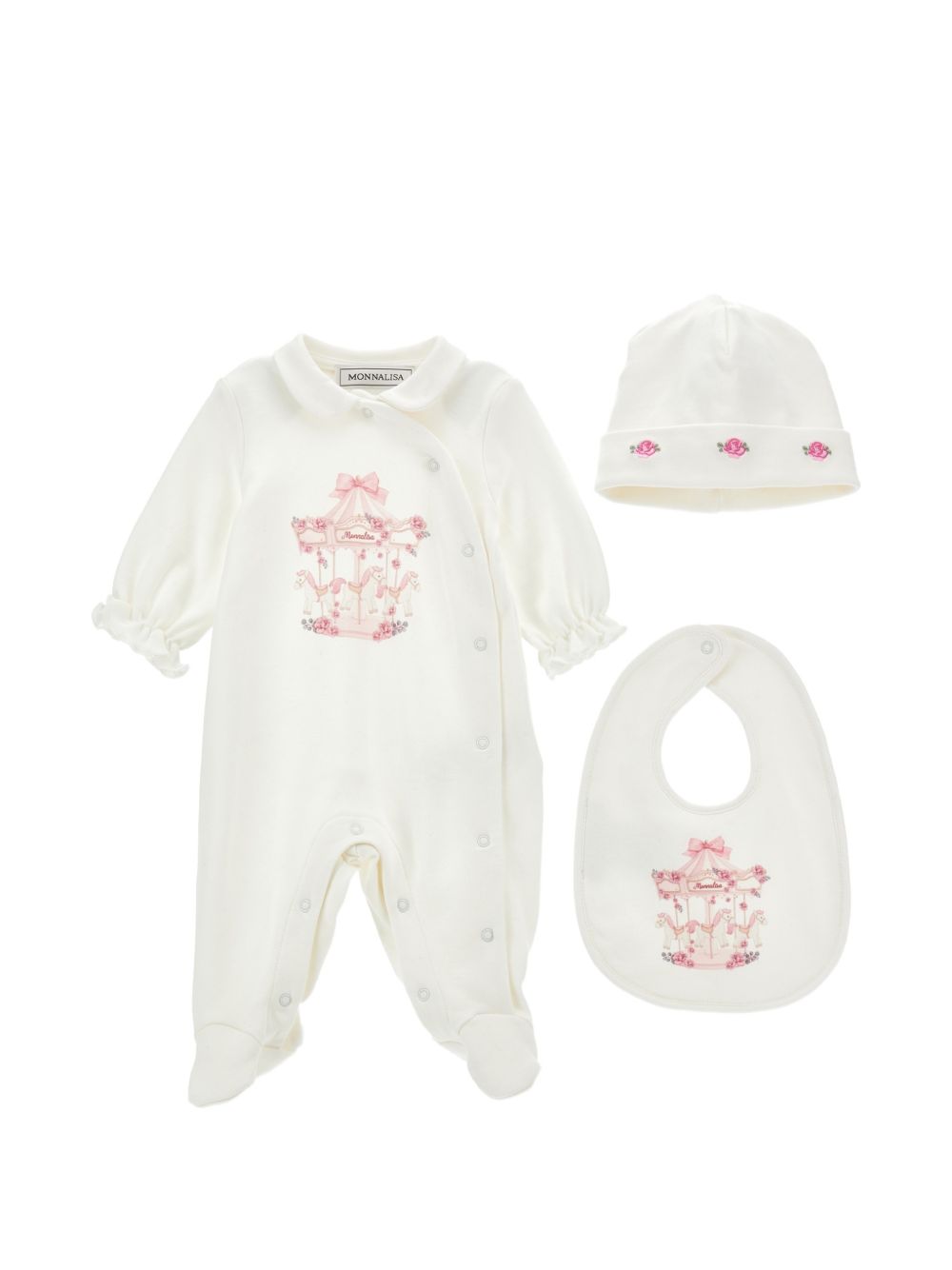 Set tutina+bavaglio+cuffi Panna 35H5098000 0001 MONNALISA KIDS