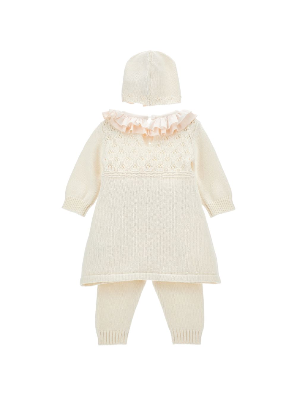 Set maglieria cotone lana Panna+Rosa Antico 35H5128060 0191 MONNALISA KIDS