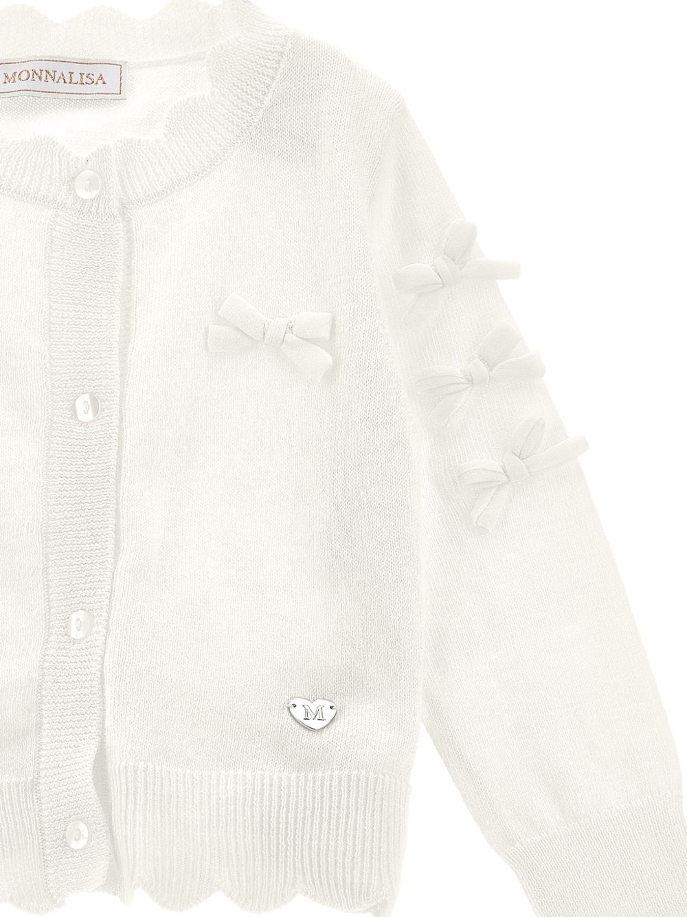 Cardigan fiocchini cotone Panna 37H8008060 0001 MONNALISA KIDS