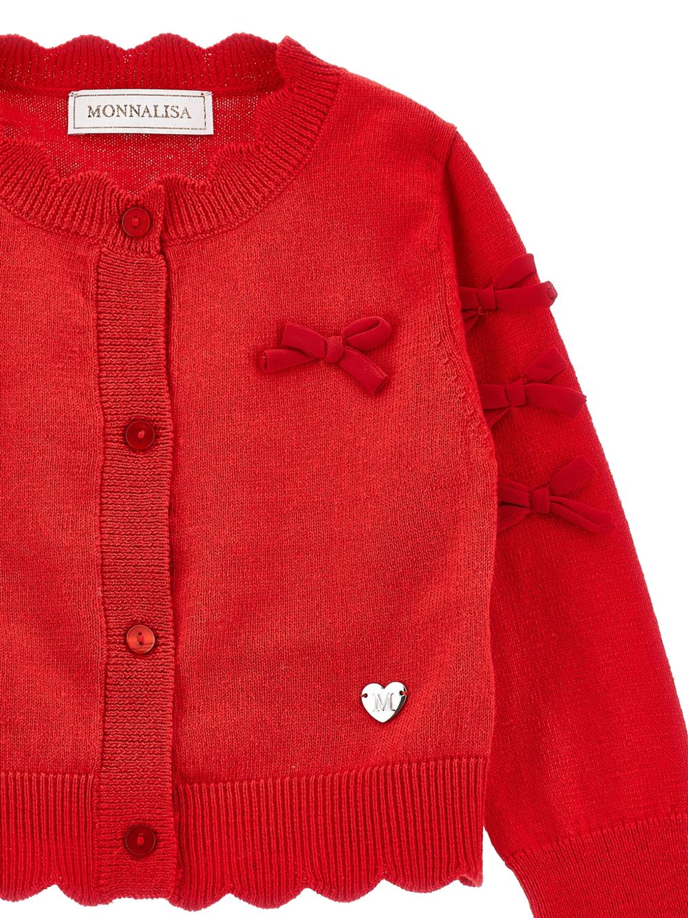 Cardigan fiocchini cotone Rubino 37H8008060 0043 MONNALISA KIDS