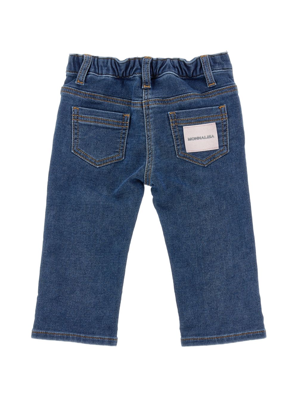Jeans ricamo all over den Blu Stone Denim 39H4018042 0055 MONNALISA KIDS