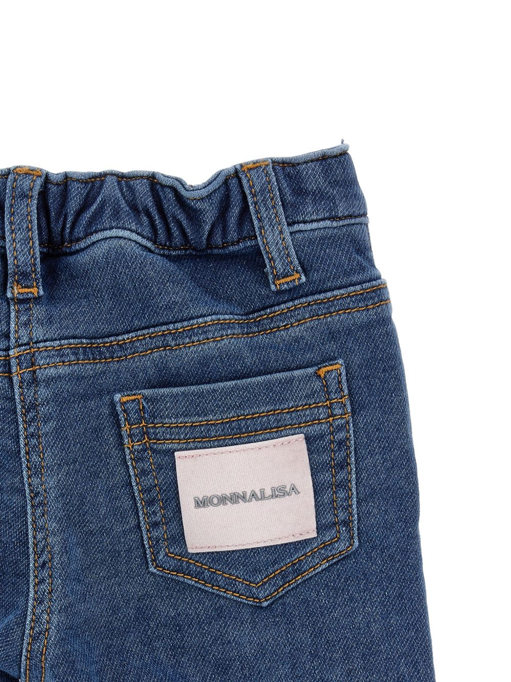 Jeans ricamo all over den Blu Stone Denim 39H4018042 0055 MONNALISA KIDS