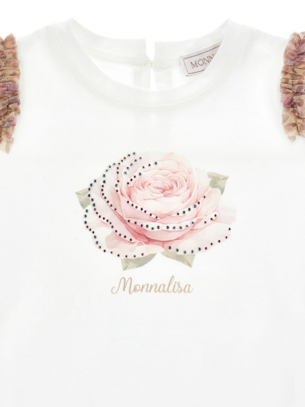 T-shirt con galette jerse Panna 39H6028002 0001 MONNALISA KIDS